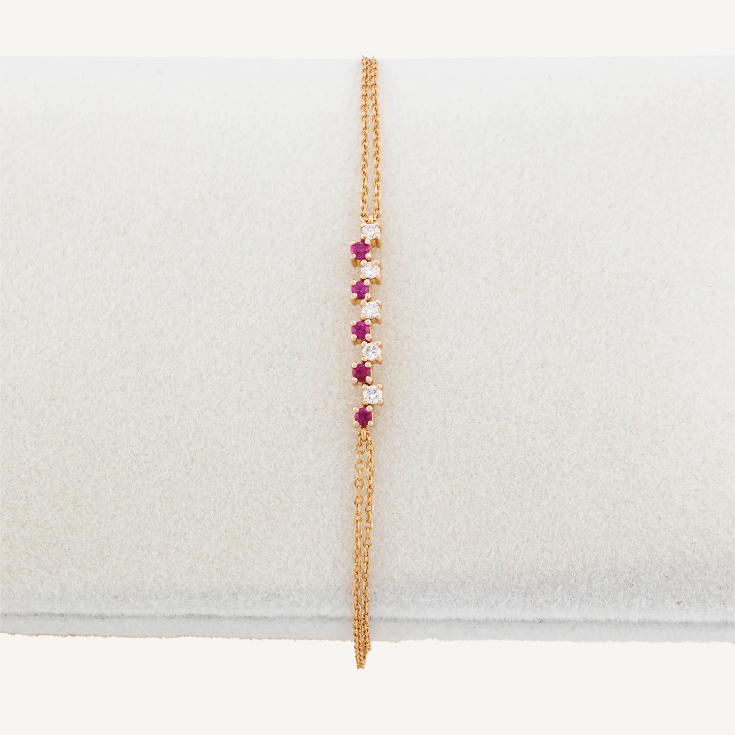 18K Yellow Gold Ruby Melody Bracelet with Natural Rubies and Diamonds