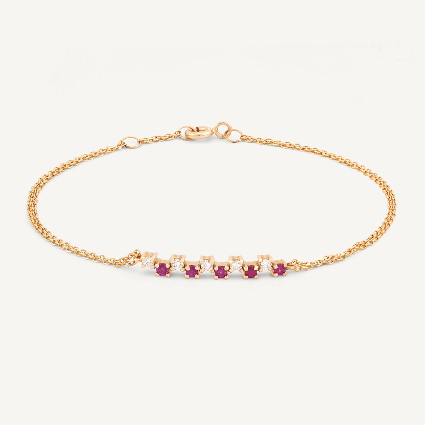 18K Yellow Gold Ruby Melody Bracelet with Natural Rubies and Diamonds