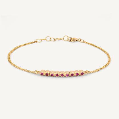 18K Yellow Gold Ruby Symphony Bracelet with Natural Rubies