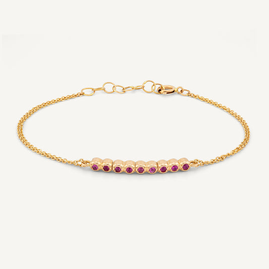 18K Yellow Gold Ruby Symphony Bracelet with Natural Rubies