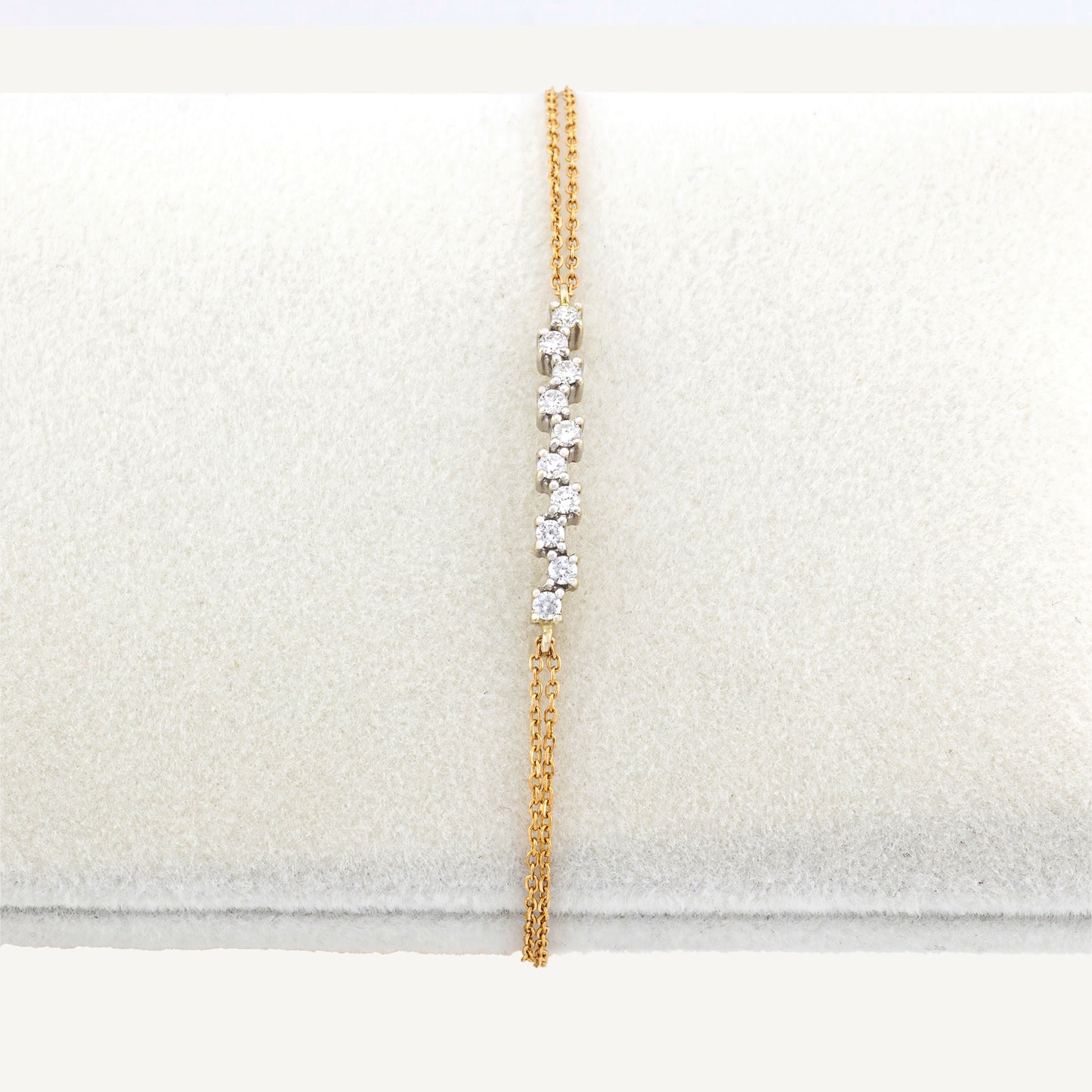 18K Yellow Gold Dancing Diamond A Bracelet with Natural Diamonds