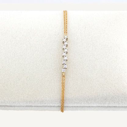 18K Yellow Gold Dancing Diamond A Bracelet with Natural Diamonds