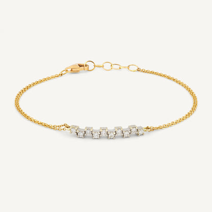 18K Yellow Gold Dancing Diamond A Bracelet with Natural Diamonds