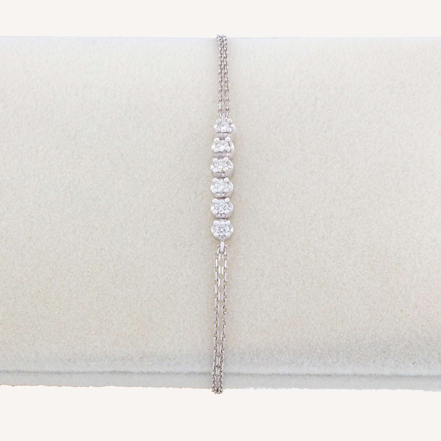 18K White Gold Diamond Dash Bracelet with Natural Diamonds