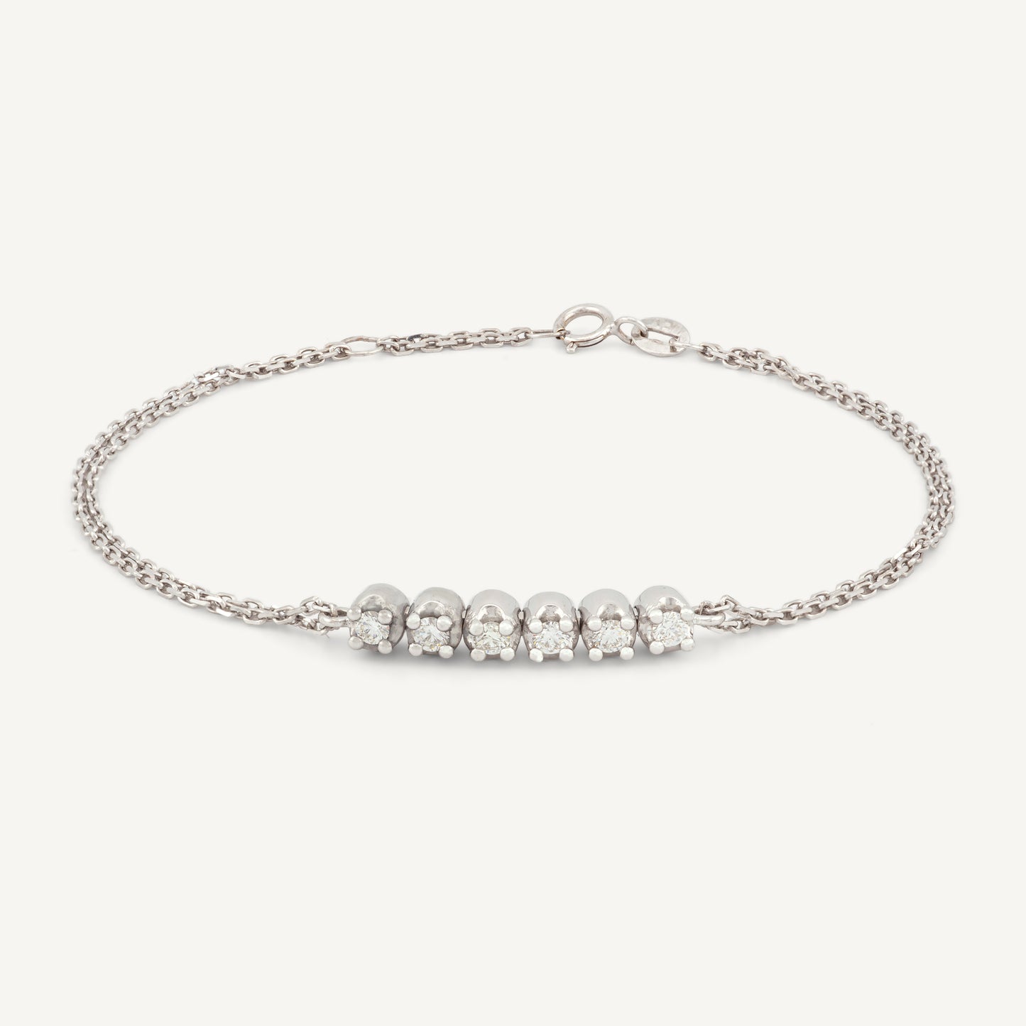 18K White Gold Diamond Dash Bracelet with Natural Diamonds