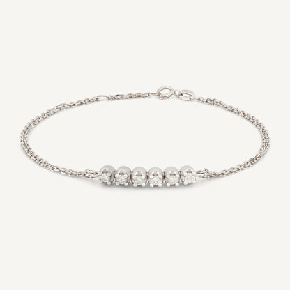 18K White Gold Diamond Dash Bracelet with Natural Diamonds