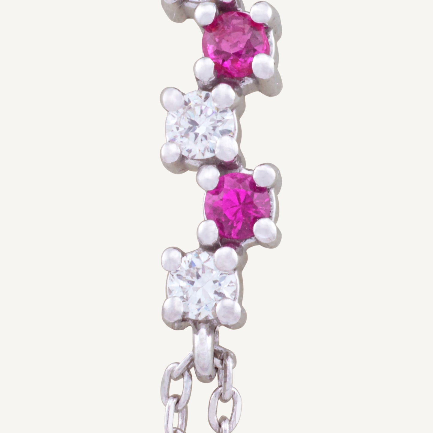 18K White Gold Ruby Melody Bracelet with Natural Rubies and Diamonds