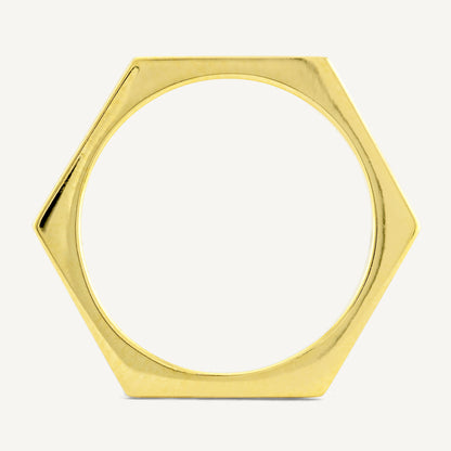 18K Yellow Gold Golden Hex Ring