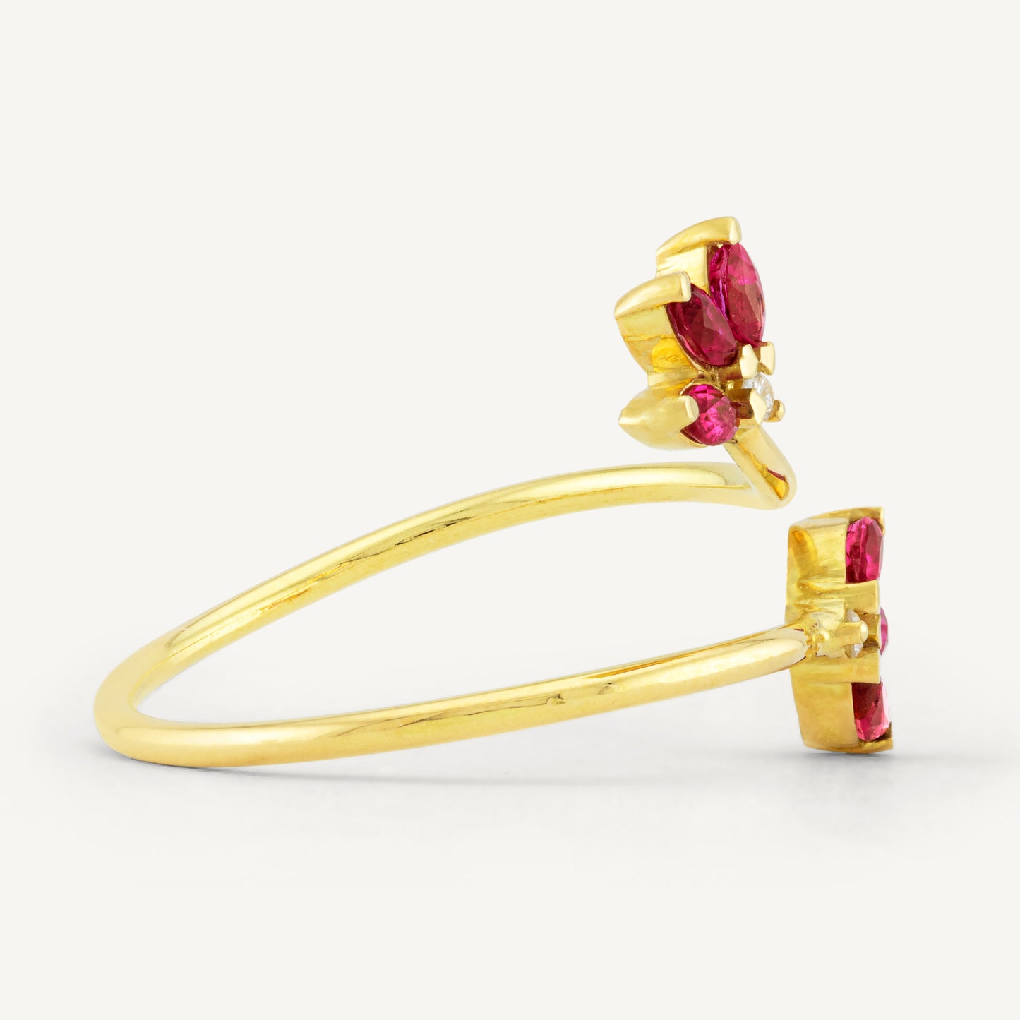 18K Yellow Gold Rubied Embrace Ring with Natural Rubies and Diamonds