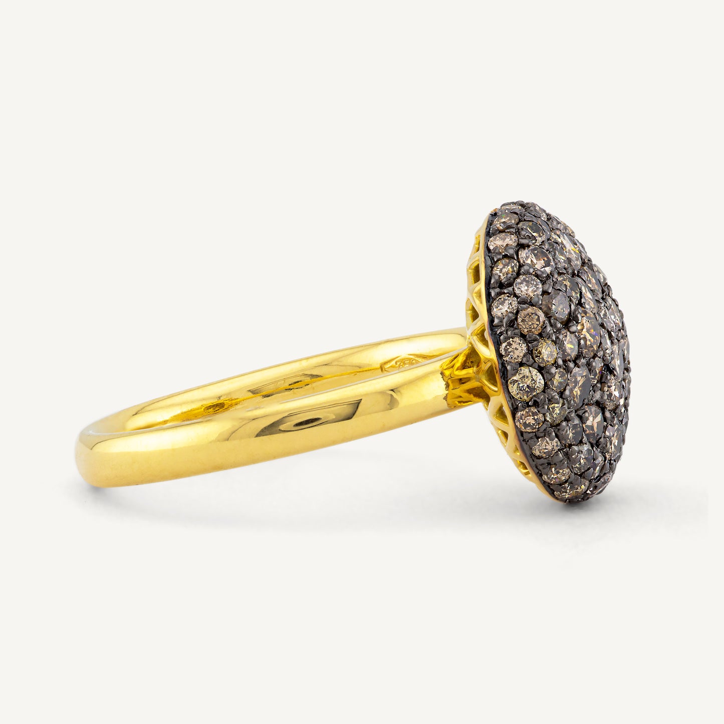 18K Yellow Gold Domed Diamond Ring with Natural Diamonds