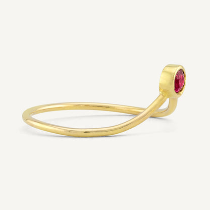 18K Yellow Gold Ruby V-Ring with Natural Ruby