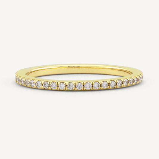 18K Yellow Gold Diamond Eternity Band Ring with Natural Diamonds