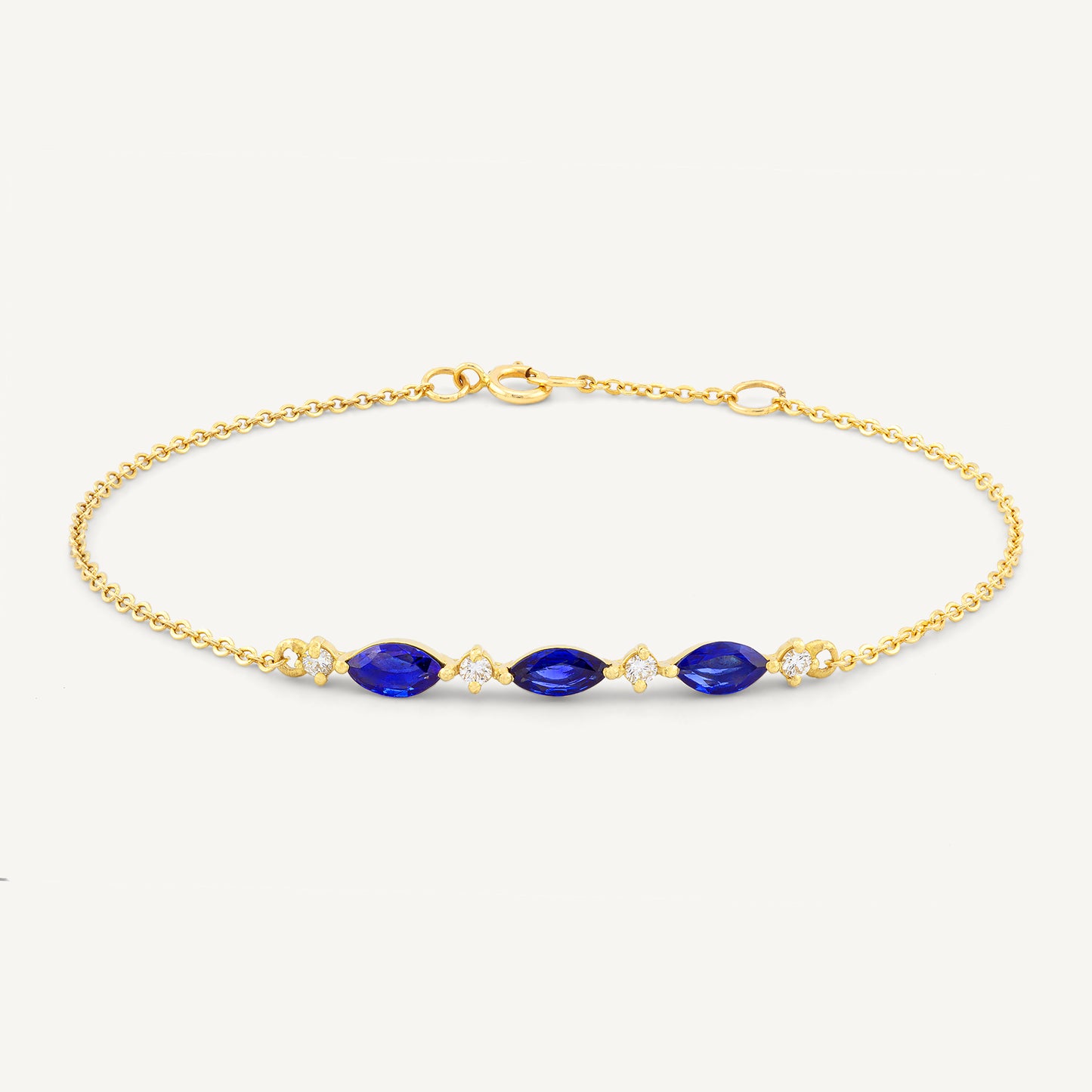 18K Yellow Gold Sapphire Serenade Bracelet with Natural Blue Sapphires and Diamonds