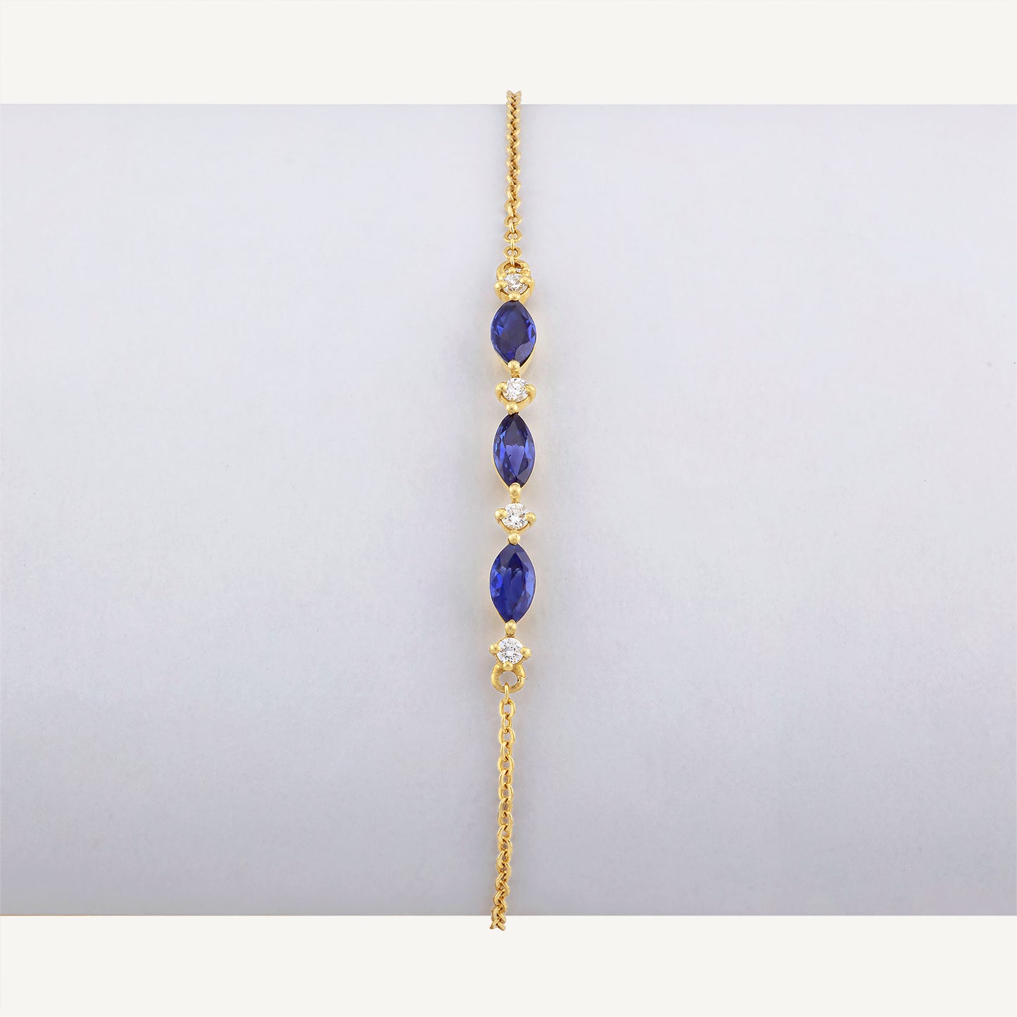 18K Yellow Gold Sapphire Serenade Bracelet with Natural Blue Sapphires and Diamonds