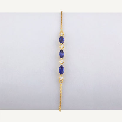 18K Yellow Gold Sapphire Serenade Bracelet with Natural Blue Sapphires and Diamonds