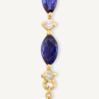 18K Yellow Gold Sapphire Serenade Bracelet with Natural Blue Sapphires and Diamonds