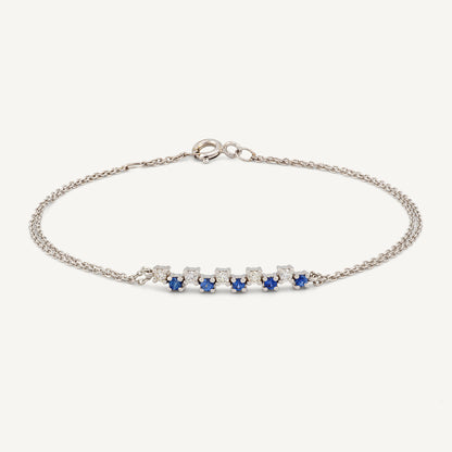 18K White Gold Sapphire Melody Bracelet with Natural Sapphires and Diamonds