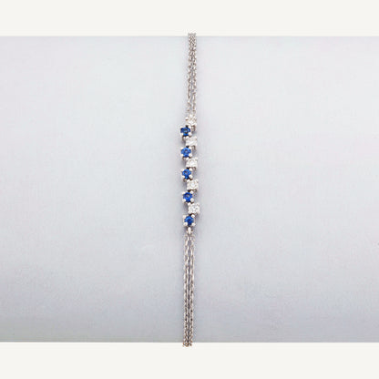 18K White Gold Sapphire Melody Bracelet with Natural Sapphires and Diamonds