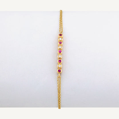 18K Yellow Gold Ruby and Diamond Symphony Bracelet with Natural Rubies and Diamonds