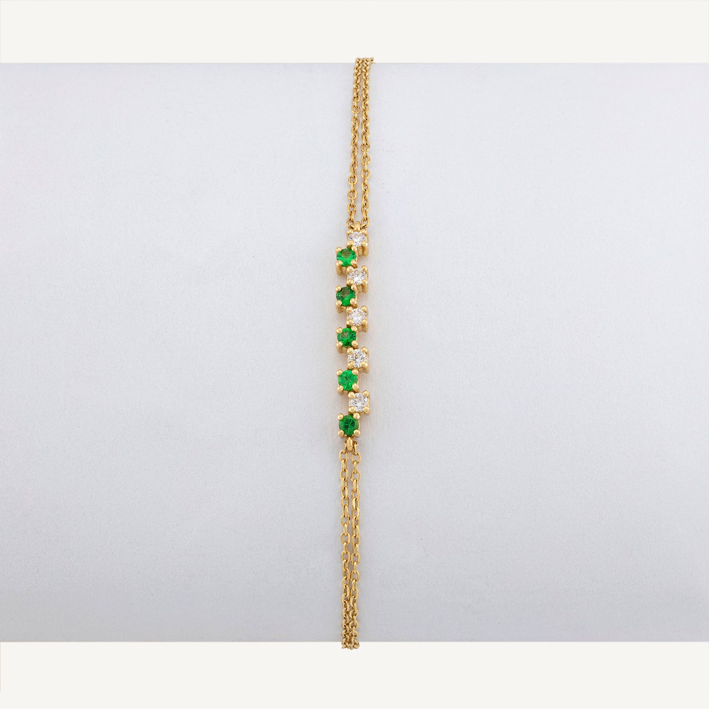 18K Yellow Gold Emerald Melody Bracelet with Natural Emeralds and Diamonds