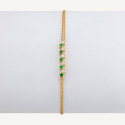 18K Yellow Gold Emerald Melody Bracelet with Natural Emeralds and Diamonds