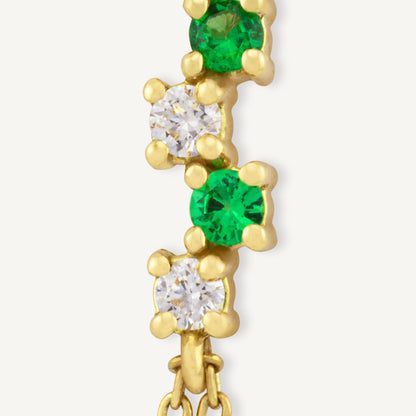 18K Yellow Gold Emerald Melody Bracelet with Natural Emeralds and Diamonds