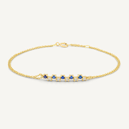 18K Yellow Gold Sapphire Melody Bracelet with Natural Blue Sapphires and Diamonds