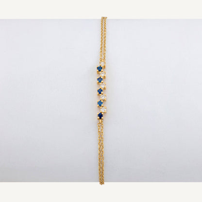 18K Yellow Gold Sapphire Melody Bracelet with Natural Blue Sapphires and Diamonds