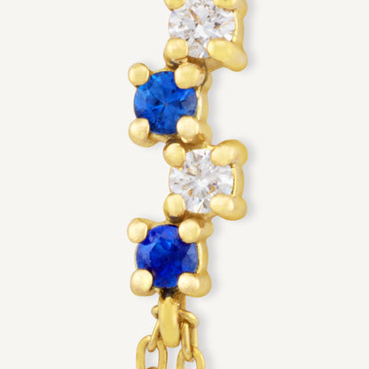 18K Yellow Gold Sapphire Melody Bracelet with Natural Blue Sapphires and Diamonds