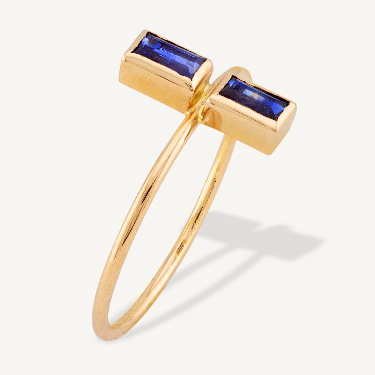 18K Yellow Gold Midnight Sapphire Ring with Natural Blue Sapphires