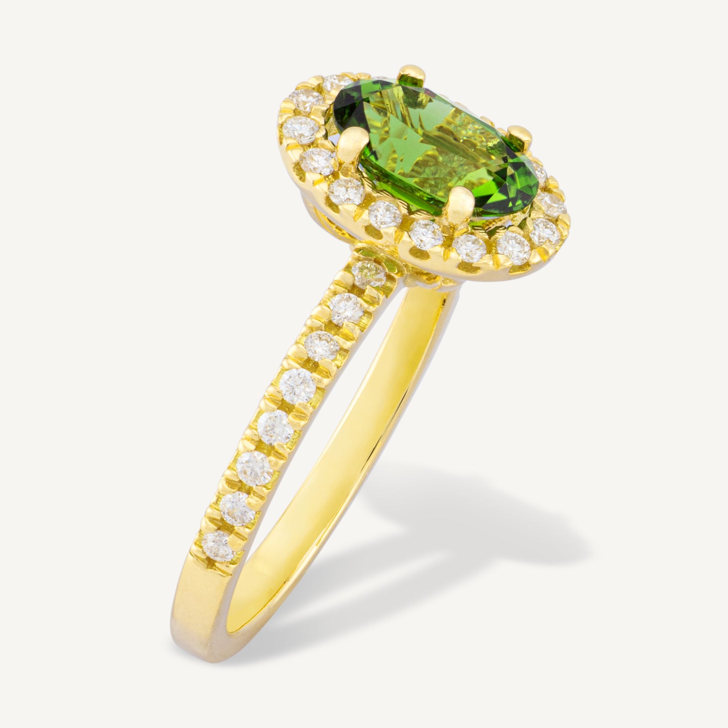 18K Yellow Gold Green Tourmaline Splendor Ring with Natural Tourmaline and Diamonds