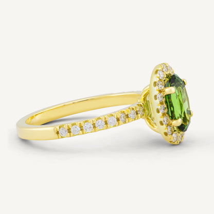 18K Yellow Gold Green Tourmaline Splendor Ring with Natural Tourmaline and Diamonds