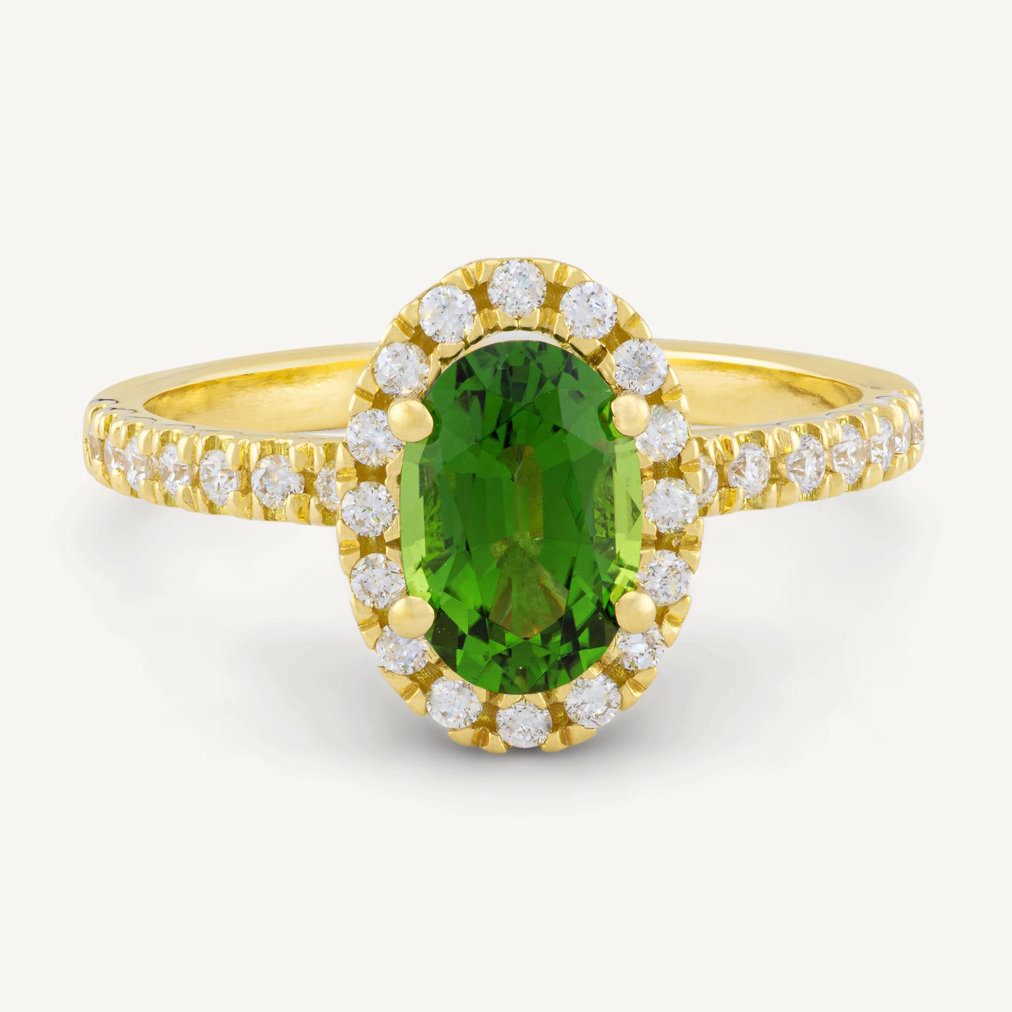 18K Yellow Gold Green Tourmaline Splendor Ring with Natural Tourmaline and Diamonds