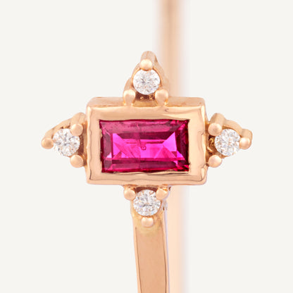 18K Rose Gold Ruby Open Cuff Bracelet with Natural Rubies and Diamonds